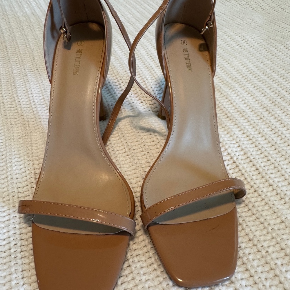 PrettyLittleThing Brown Stiletto Heels with Ankle Straps